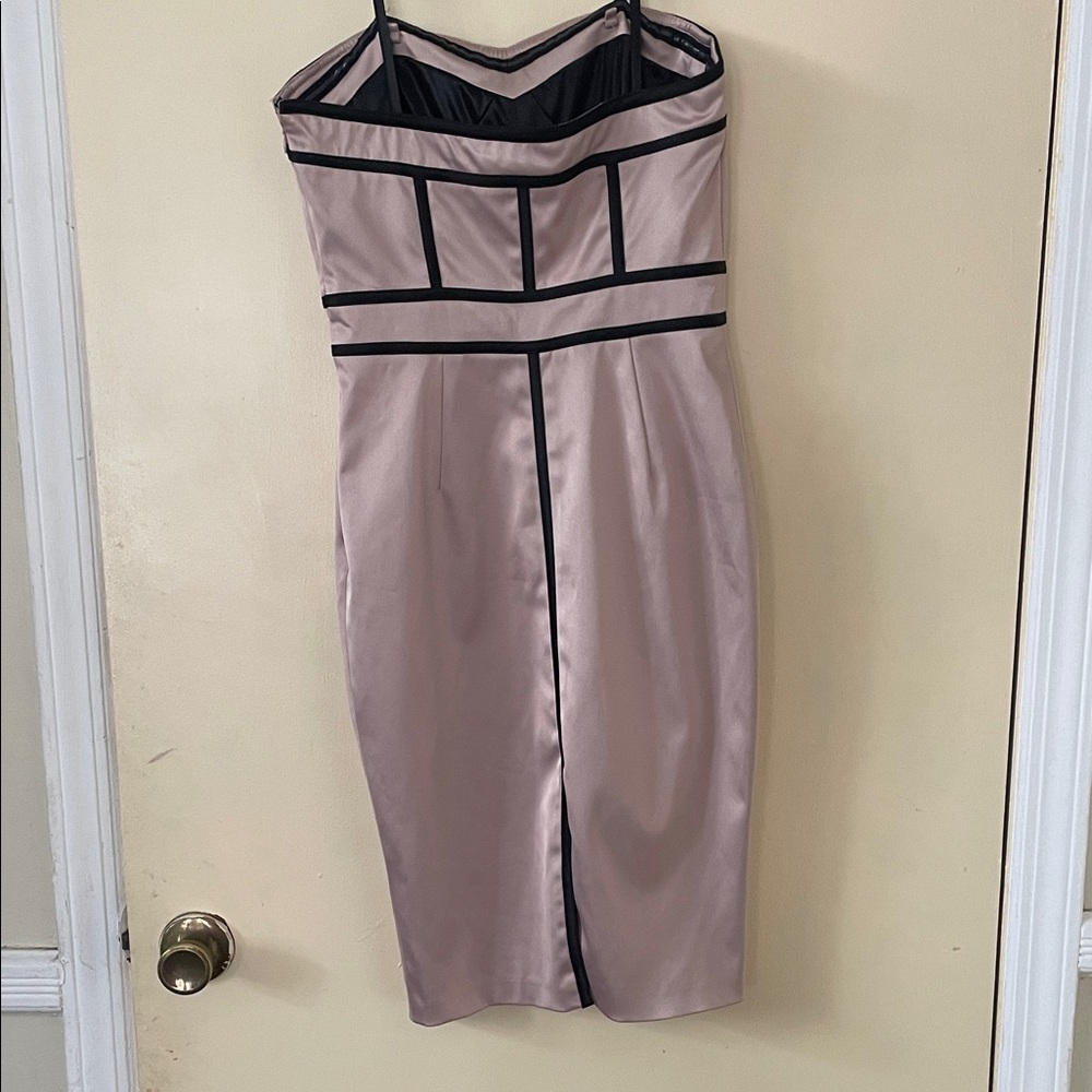 Blush Pink Dress with Black Piping - Picture 3 of 3